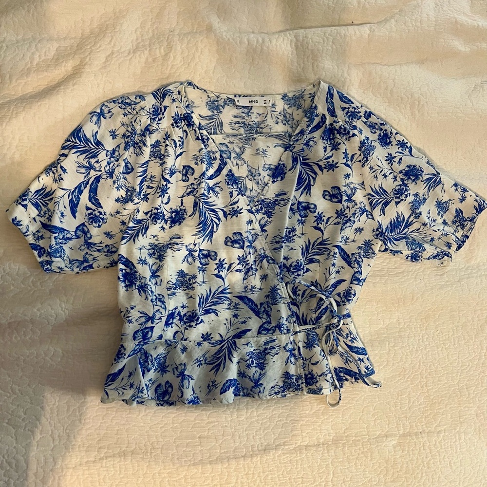 Mango Blue Floral Blouse